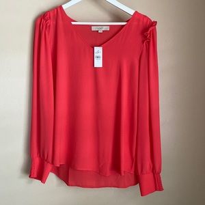 LOFT Hot Coral Blouse—Size L